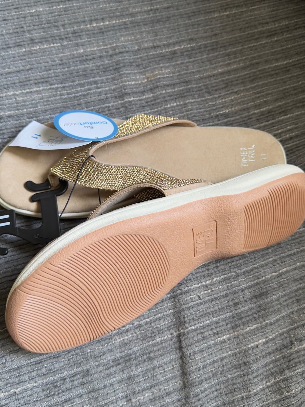 Time and Tru Gold Rhinestone Thong Sandals - Picture 6 of 6